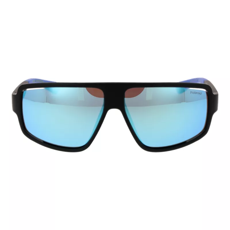 Polaroid PLD7054S610VK Męskie prostokątne okulary przeciwsłoneczne z polaryzacją - czarna oprawka, szare szkła 61mm