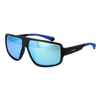Polaroid PLD7054S610VK Męskie prostokątne okulary przeciwsłoneczne z polaryzacją - czarna oprawka, szare szkła 61mm