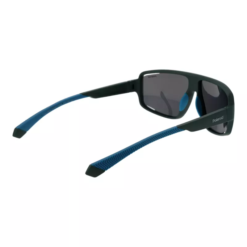 Polaroid PLD7054S61DLD Męskie okulary przeciwsłoneczne prostokątne - czarna oprawka, szare szkła