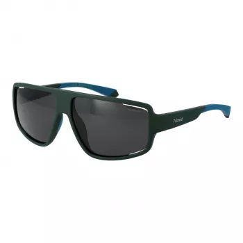 Polaroid PLD7054S61DLD Męskie okulary przeciwsłoneczne prostokątne - czarna oprawka, szare szkła