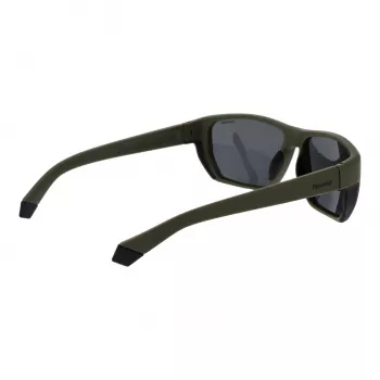 POLAROID PLD7057S60DLD Męskie okulary przeciwsłoneczne prostokątne - ciemnoszara oprawka, szare soczewki polaryzacyjne