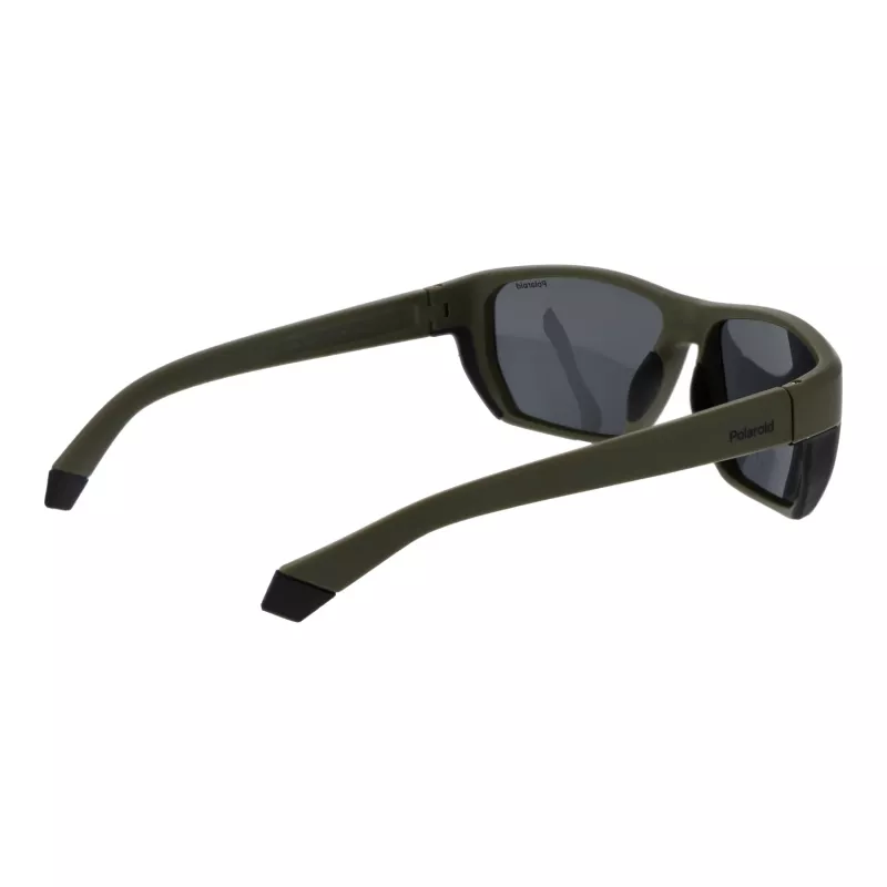 POLAROID PLD7057S60DLD Męskie okulary przeciwsłoneczne prostokątne - ciemnoszara oprawka, szare soczewki polaryzacyjne