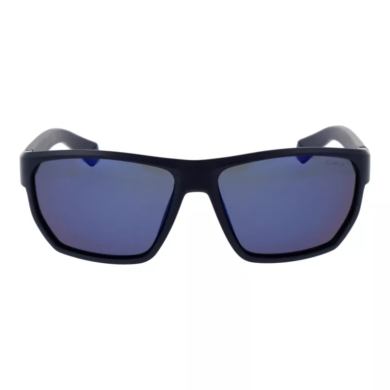 Polaroid PLD7057S60FLL Męskie prostokątne okulary przeciwsłoneczne z polaryzacją - czarna oprawka, szare szkła