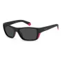 POLAROID SPORT MAN Okulary przeciwsłoneczne PLD7046S3MR Prostokątne Sport Wrap Czarna oprawka Szare soczewki polaryzacyjne 57-17-135 mm