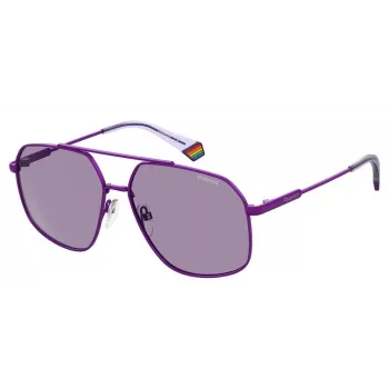 POLAROID Unisex PLD6173SB3V Okulary przeciwsłoneczne prostokątne - czarna oprawka, szare szkła