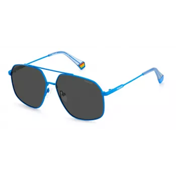 POLAROID Unisex PLD6173SMVUM9 Okulary przeciwsłoneczne - czarna oprawka, szare soczewki polaryzacyjne, 58 mm