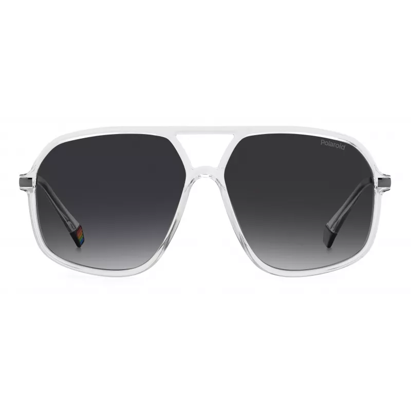 POLAROID Unisex PLD6182S900WJ Prostokątne Okulary Przeciwsłoneczne z Polaryzacją - Czarna Oprawka Szare Szkła 59mm