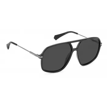 POLAROID Unisex PLD6182SKB7M9 Okulary przeciwsłoneczne prostokątne czarne/szare 59mm