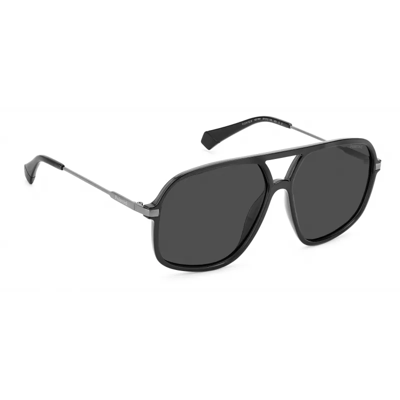 POLAROID Unisex PLD6182SKB7M9 Okulary przeciwsłoneczne prostokątne czarne/szare 59mm
