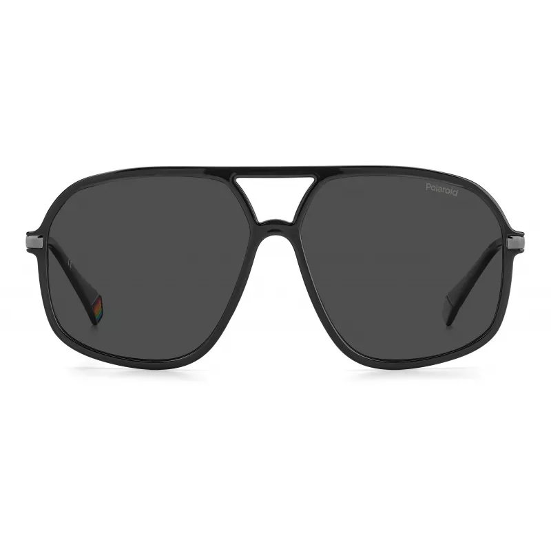 POLAROID Unisex PLD6182SKB7M9 Okulary przeciwsłoneczne prostokątne czarne/szare 59mm