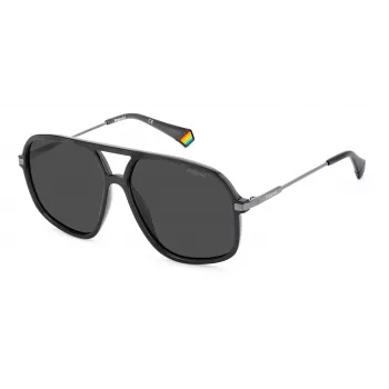 POLAROID Unisex PLD6182SKB7M9 Okulary przeciwsłoneczne prostokątne czarne/szare 59mm