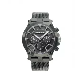 POLICE Męski Adder R1453321003 47mm Zegarek Analogowy Kwarcowy Czarna Tarcza Skórzany Pasek