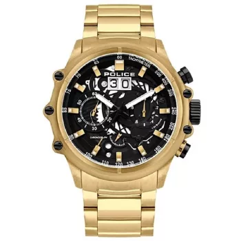 Zegarek męski POLICE Chronograph PL16018JSG02M 48mm Stal nierdzewna Mesh Złoty