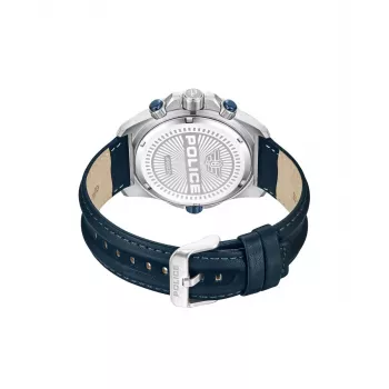 POLICE Męski zegarek kwarcowy analogowy PEWJF0022503 46mm Stal nierdzewna Czarny skórzany pasek