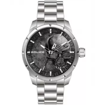 POLICE Męski zegarek chronograf kwarcowy PL15715JS-78M 46mm, tarcza gunmetal, pasek stalowy mesh