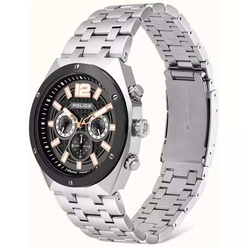 Zegarek męski POLICE Quartz Analog P15995JSTU61M 46mm Stal nierdzewna Gunmetal Grey