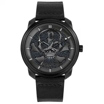 Zegarek męski Police PL15714JSB0 kwarcowy analogowy 44mm stalowa koperta czarny skórzany pasek