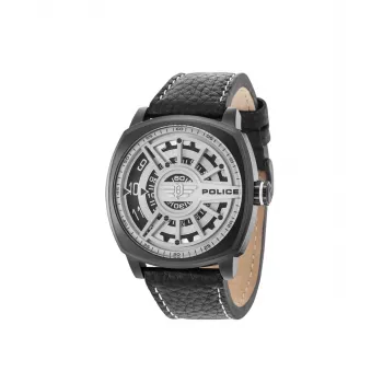 Zegarek męski Police Quartz Analog R1451290002 - 49mm koperta ze stali nierdzewnej, czarny pasek skórzany