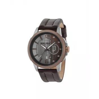 Police Męski Zegarek Kwarcowy Analogowy R1451291003 48mm Niebieska Tarcza Brązowa Skóra