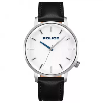 Police Męski Zegarek Kwarcowy Analogowy PL.15923JS-04 42mm Koperta ze Stali Nierdzewnej Niebieska Tarcza Brązowy Pasek Skórzany