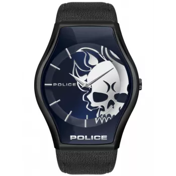Zegarek męski Police PL16114JSU03 na pasku skórzanym, 45mm, niebieska tarcza
