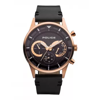 POLICE Zegarek męski Ranger kwarcowy PEWJF2110901 - niebieska tarcza, brązowy pasek skórzany, 46 mm stal szlachetna