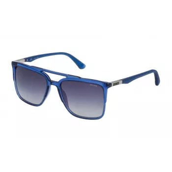 Police Męskie Okulary Przeciwsłoneczne Prostokątne SPL363560955 - Czarna Oprawka Acetatowa, Szare Soczewki Poliwęglanowe, Ochrona UV400