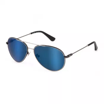POLICE Men's SPLL11-62K07B Rectangular Acetate Sunglasses - Shiny Black Frame, Smoke Lens, UV400 Protection