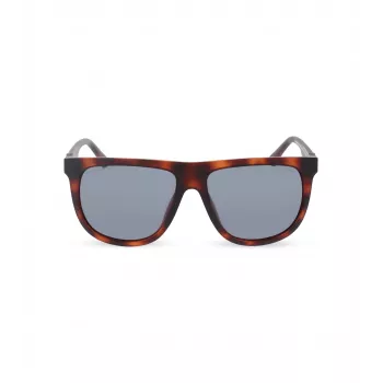POLICE SPLN33V59878P Męskie prostokątne okulary przeciwsłoneczne z polaryzacją - oprawka z octanu w kolorze havana, brązowe szkła, 59mm