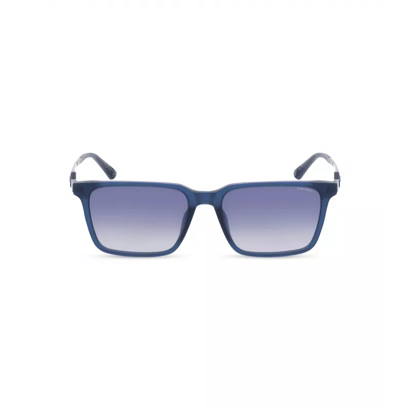 POLICE Men's SPLP31-5603LM Sunglasses - Square Acetate Frame, Grey Polycarbonate Lenses, UV400 Protection, 56/17/145 mm