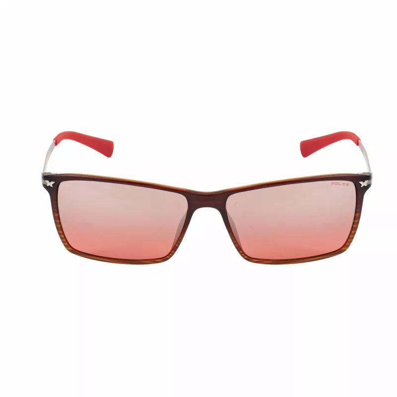 Okulary przeciwsłoneczne POLICE męskie S195758ABRM - brązowa oprawka Havana z brązowymi soczewkami poliwęglanowymi - ochrona UV400 - szerokość soczewki 58 mm