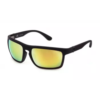 Okulary przeciwsłoneczne POLICE męskie SPLF63-63U28G Havana prostokątna oprawka acetatowa soczewki szarozielone 63/18/130 mm