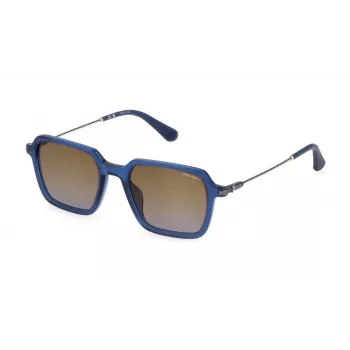 Okulary przeciwsłoneczne POLICE męskie SPLL10-520892 prostokątna czarna oprawka szare szkło 52/20/145 mm