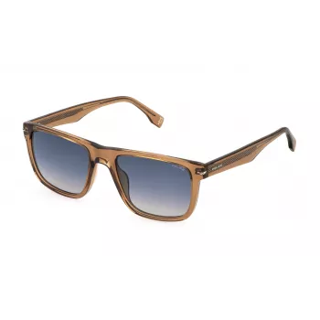 Okulary przeciwsłoneczne POLICE męskie SPLQ83-560805 - prostokątna oprawka acetatowa, ochrona UV400, soczewki 56mm