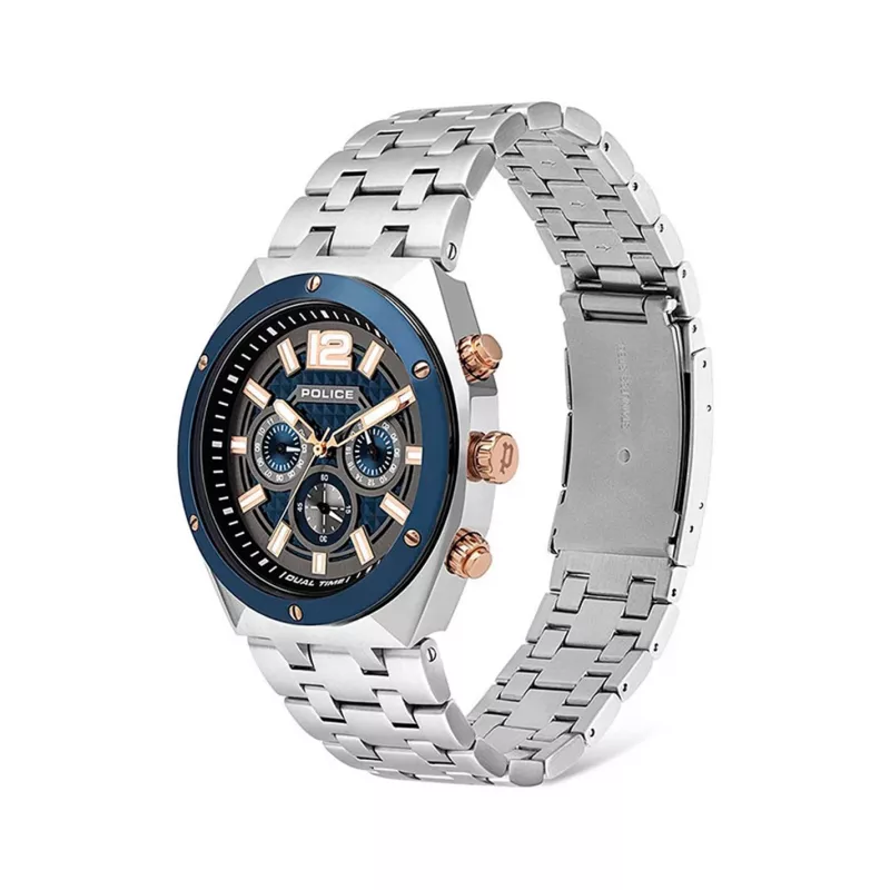 Zegarek męski POLICE 15995JSTBL61M 46mm Niebieska tarcza Niebieski pasek skórzany