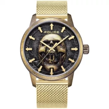 Zegarek męski POLICE Blaze Collection PEWJG0005504 44mm Koperta ze stali nierdzewnej Czarny pasek skórzany Analogowy Kwarcowy