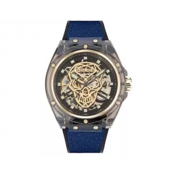 Zegarek męski Police PEWGR1592403 44mm Stal nierdzewna Kwarcowy Analogowy Szara tarcza Czarny pasek skórzany