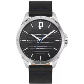 Zegarek męski POLICE PEWJA2204503 46mm Stal nierdzewna Kwarcowy Analogowy Czarna tarcza Skórzany pasek