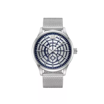 Zegarek męski POLICE PEWJG0005204 44,3 mm Kwarcowy Analogowy Stal nierdzewna Czarna tarcza Skórzany pasek