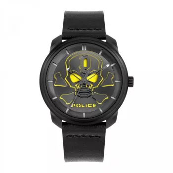 Zegarek męski POLICE PL15714JSB02 44mm Czarna tarcza Skórzany pasek