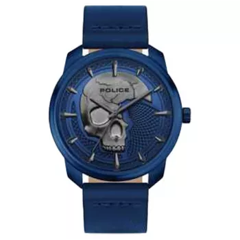 Zegarek męski POLICE PL15714JSBL0 42mm Niebieska tarcza Pasek skórzany
