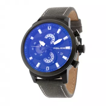 Zegarek męski POLICE R1451281001 Adder Collection 46mm Koperta ze stali nierdzewnej Czarny pasek skórzany Analogowy Kwarcowy