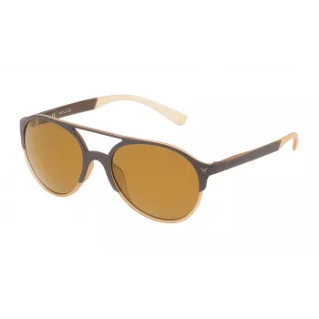 POLICE SPL163557ESG Unisex Okulary Przeciwsłoneczne Prostokątne Oprawka Havana Acetat Soczewki Zielone Poliwęglan 55/19/140 mm UV400