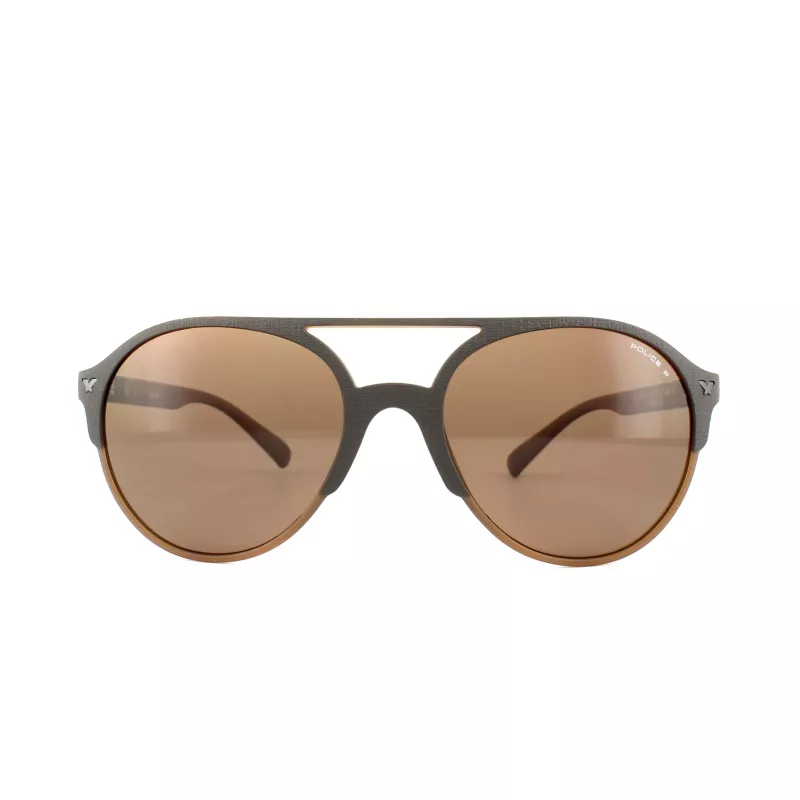 Police SPL1635594CP Unisex Okulary Przeciwsłoneczne Prostokątne Oprawka Havana Acetat Zielone Soczewki Polaryzacyjne 55/19/140 mm