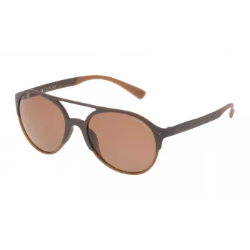 Police SPL1635594CP Unisex Okulary Przeciwsłoneczne Prostokątne Oprawka Havana Acetat Zielone Soczewki Polaryzacyjne 55/19/140 mm