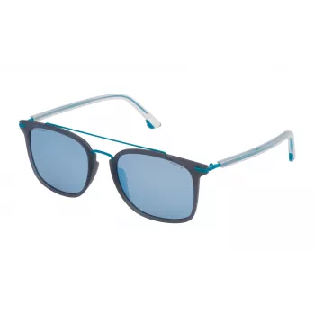 POLICE SPL58354M20P Okulary przeciwsłoneczne unisex - Czarna oprawka acetatowa, szare soczewki polaryzacyjne, 54mm
