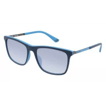 POLICE SPLA5656WTRX Męskie prostokątne okulary przeciwsłoneczne z acetatu - Havana/Brown Gradient