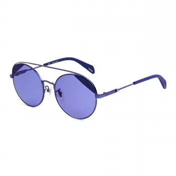 POLICE SPLA94548P6B Damskie prostokątne okulary przeciwsłoneczne z polaryzacją, oprawka Havana Brown z acetatu, brązowe soczewki 54/18/140 mm