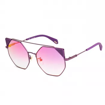 POLICE SPLA95568TNV Damskie okulary przeciwsłoneczne typu kocie oko - czarna oprawka, szare gradientowe szkła 56mm