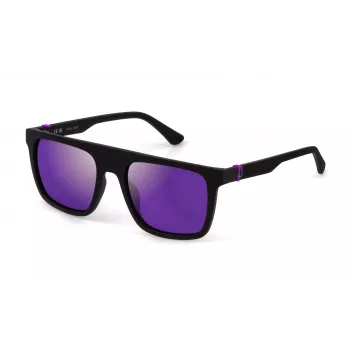 Police SPLF61 55U28W Męskie prostokątne okulary przeciwsłoneczne, oprawki Havana, brązowe gradientowe soczewki, 55mm